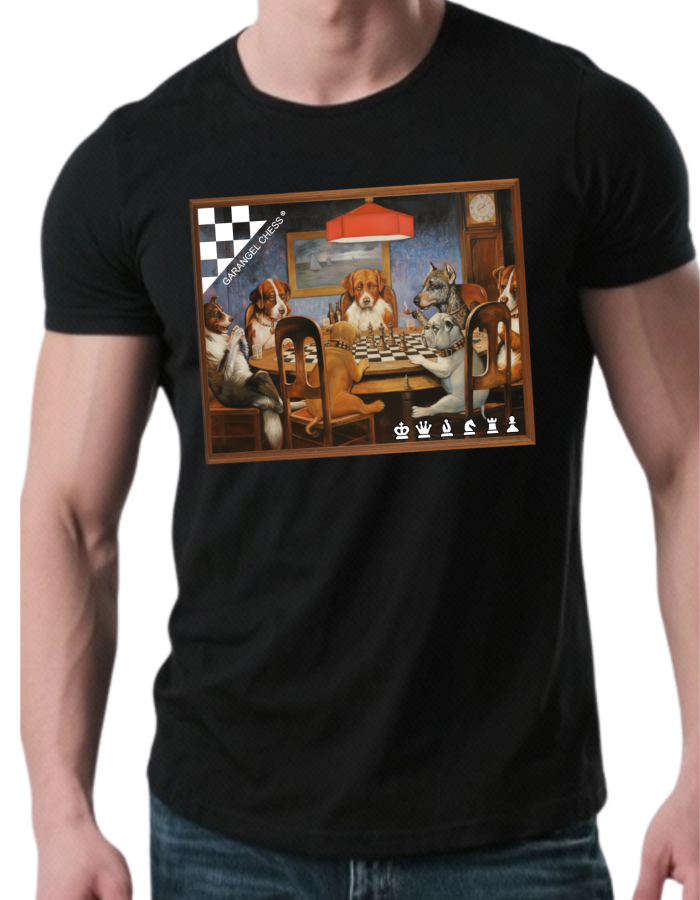 Playera 100% Algodón. Perros Jugando Ajedrez